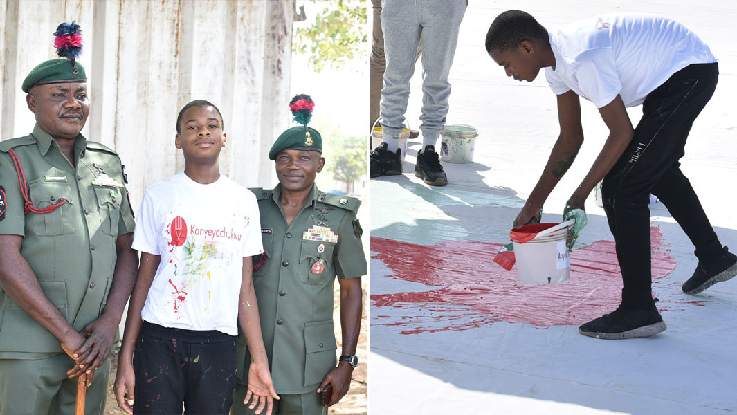 Kanyeyachukwu Tagbo-Okeke attempting to break the record for largest art canvas
