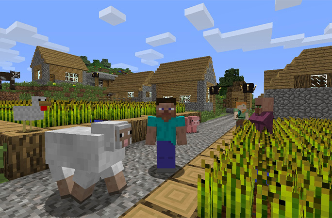 A farm in Minecraft