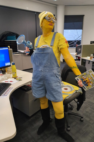 Liesl dressed as a Minion