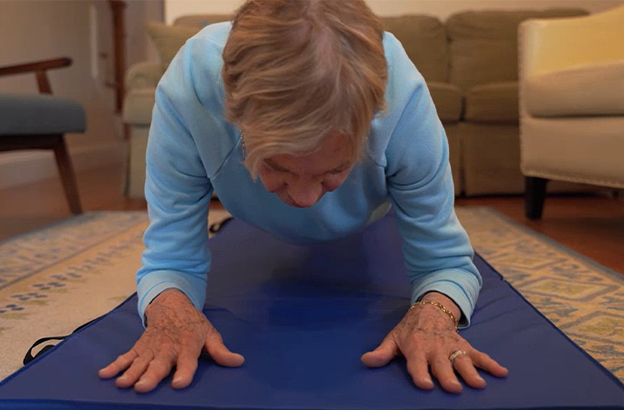 Sarah planking from the front