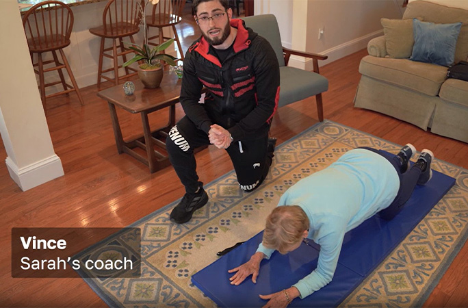 Sarah with her trainer Vince