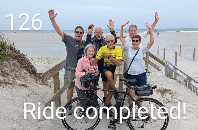 Bob celebrating on the beach with family