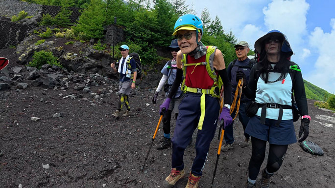 Kokichi climbing Mount Fuji