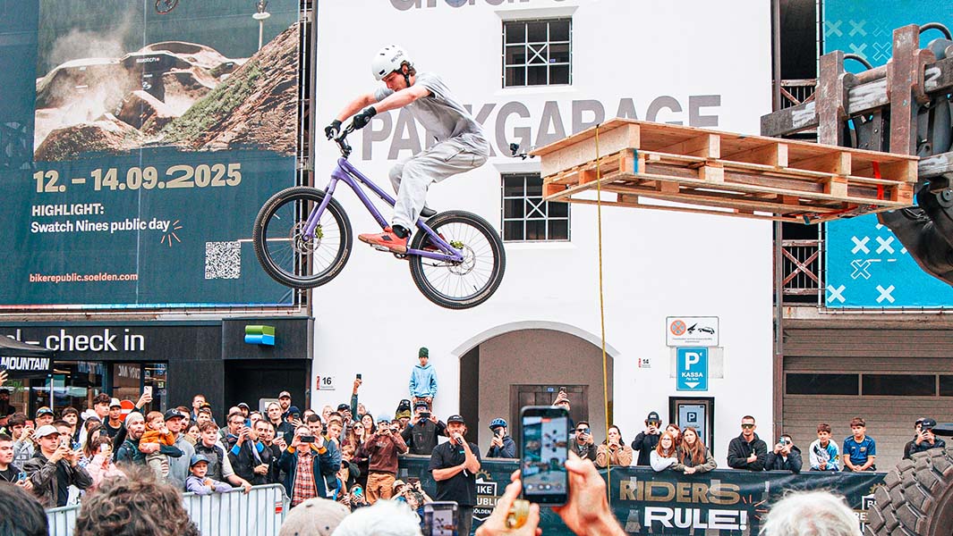 split image of Mario doing his bike drop