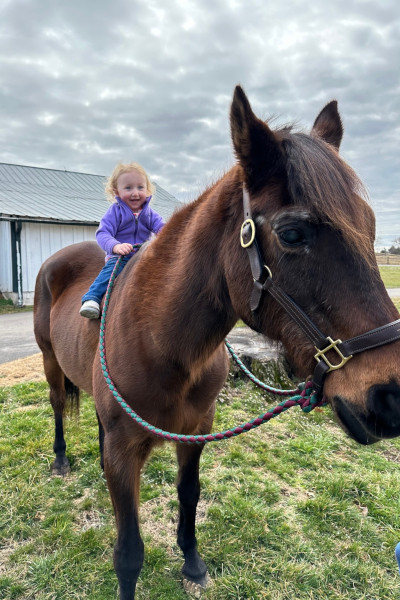 Paige's daughter riding Fancy
