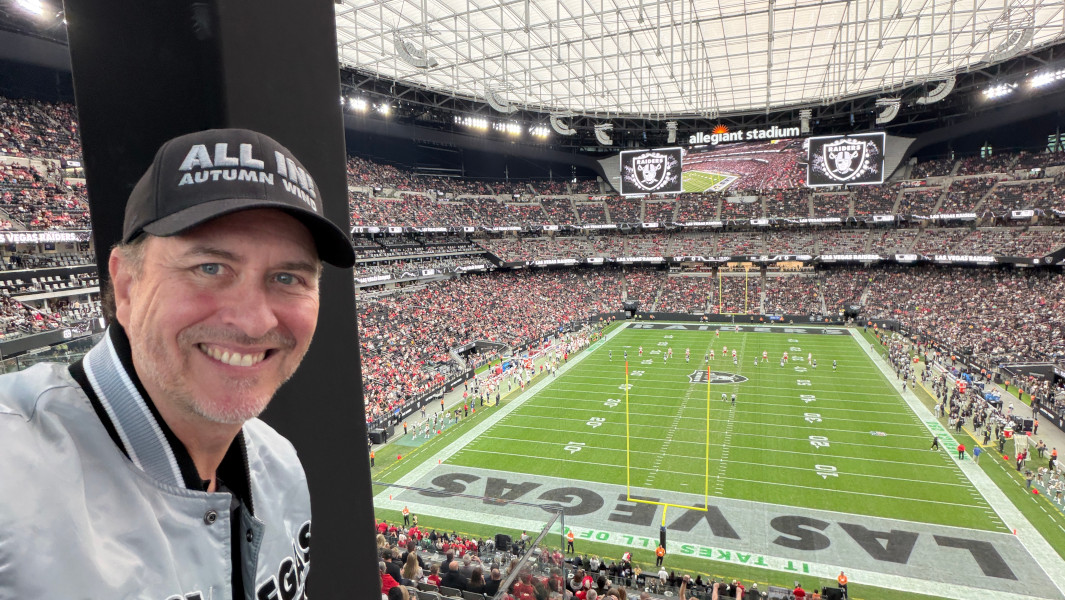 Split image of Brian at multiple stadiums