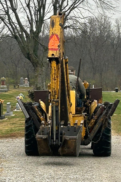 Allen driving his tractor