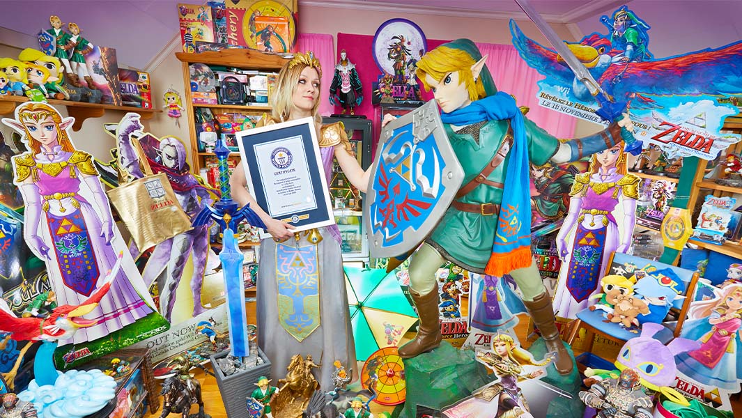 Anne with her GWR certificate and part of her Zelda collection