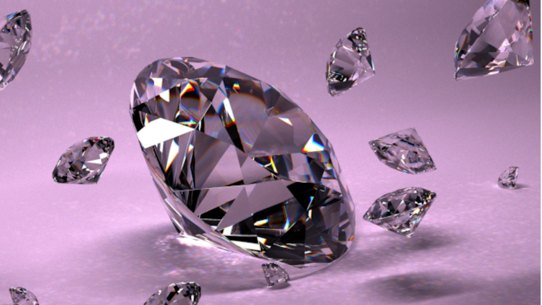 Diamonds in front of a purple background