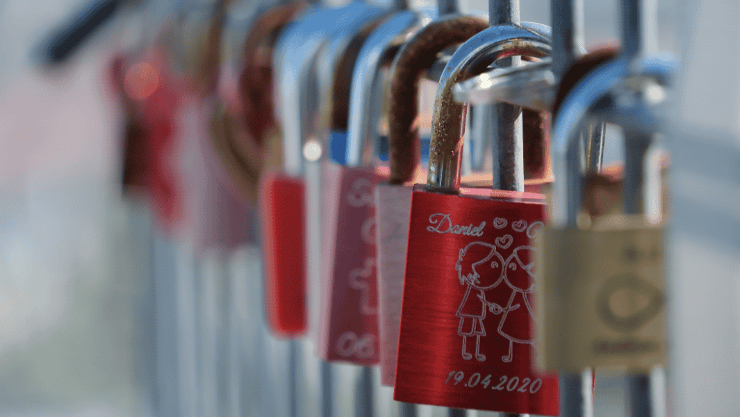Pont-des-Arts with love-locks on the railing