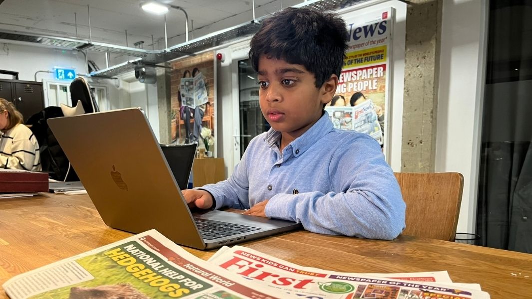 Split image of a boy in a graduation cap; a boy surrounded by celebrities at fashion week