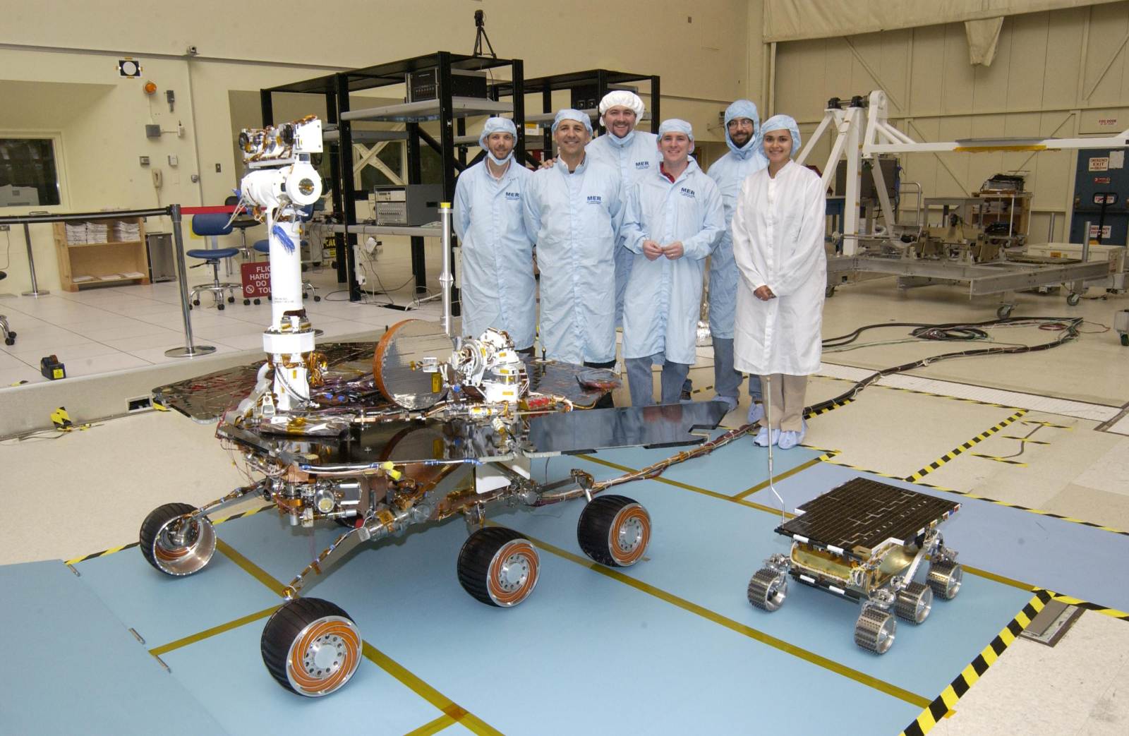 The Opportunity rover in a clean room at NASA JPL