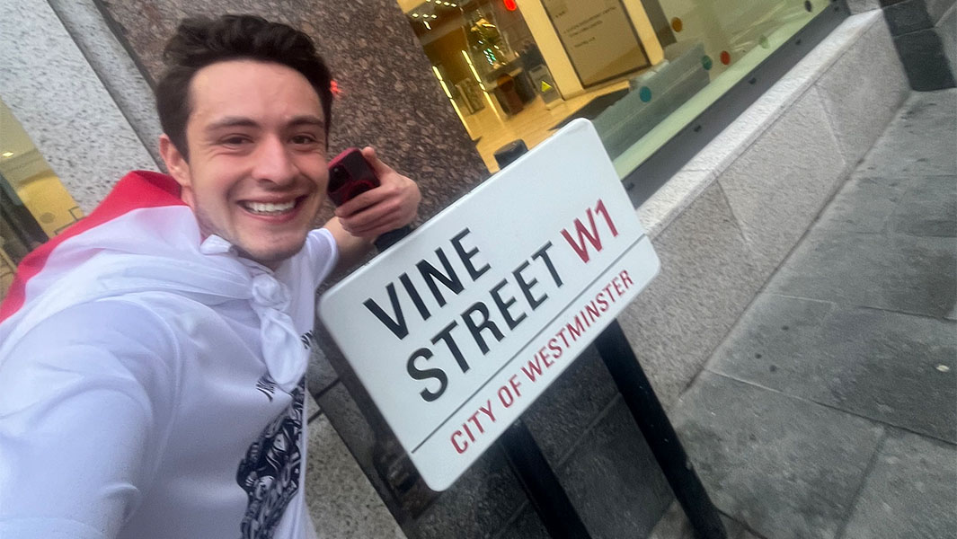 split image of Joabe in London locations and posing with his GWR certificate