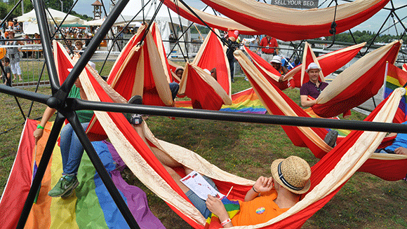 Most people lying in hammocks Germany