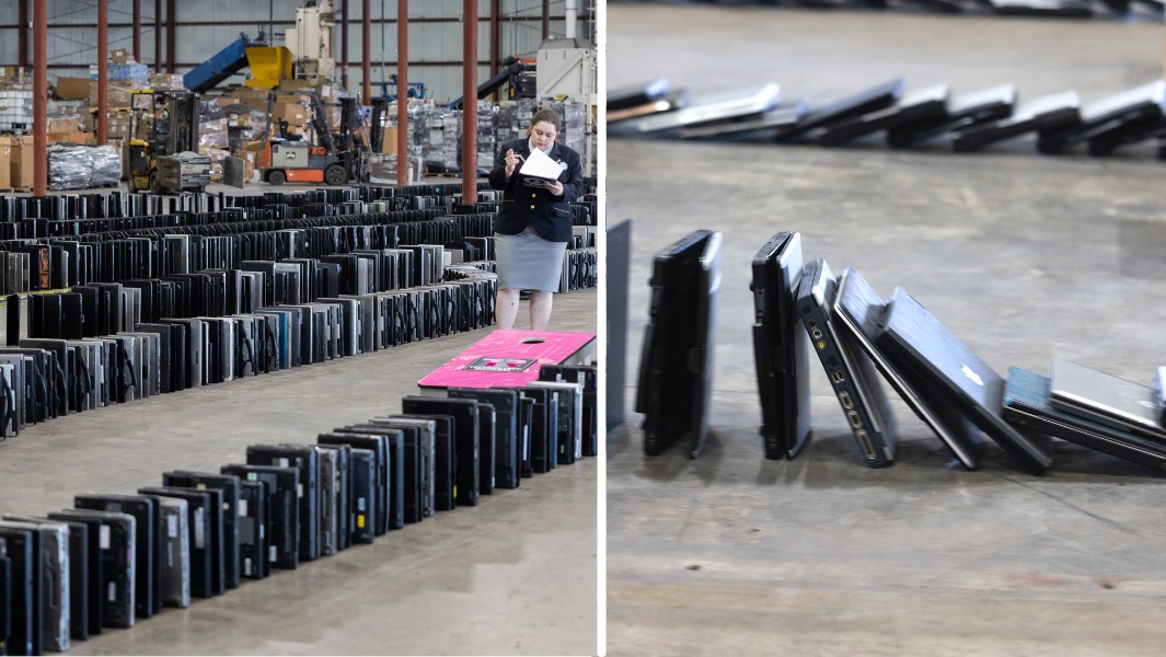 Most-laptops-toppled-in-a-domino-fashion-world-record