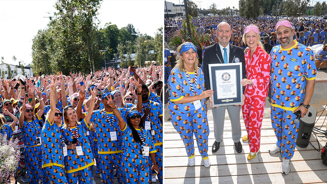 IKEA throws worlds largest pyjama party with over 2000 employees in veggie ball sleepwear