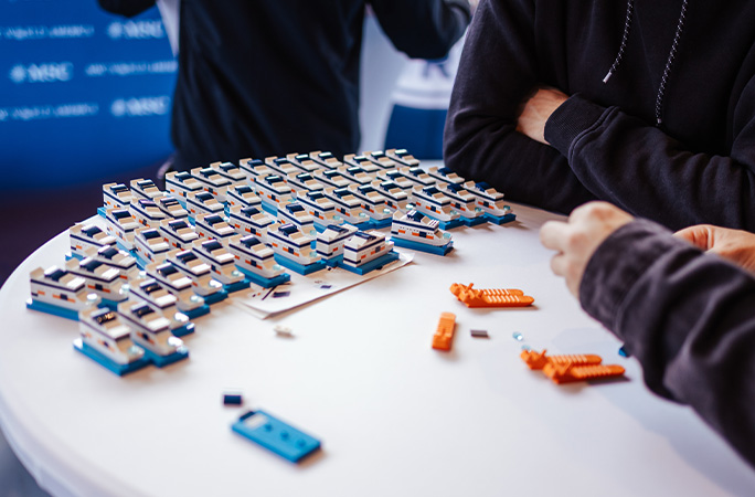 lego ships in a pile