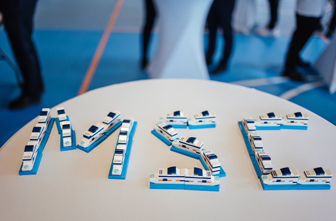 ships spelling out MSC