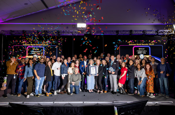 Group photo with the Microsoft audience