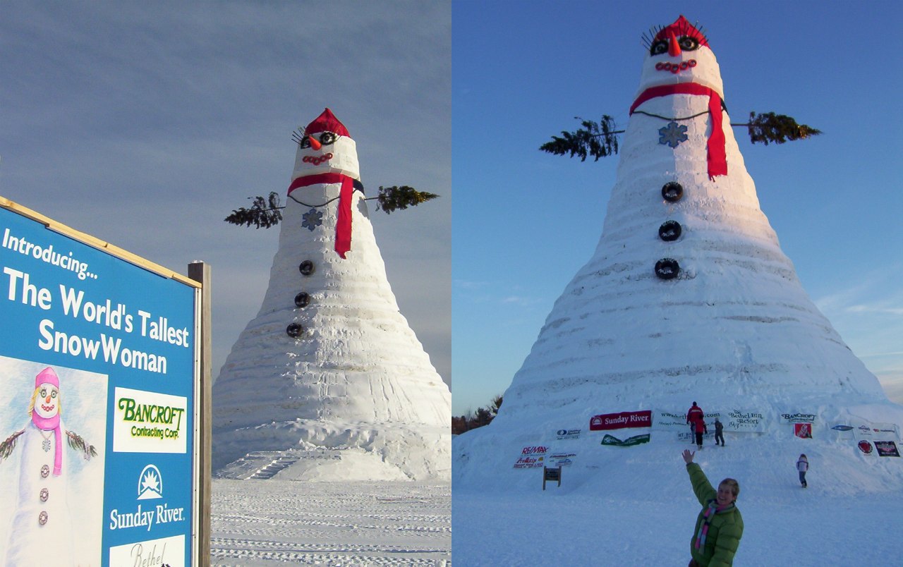 Tallest snowman with red scarf