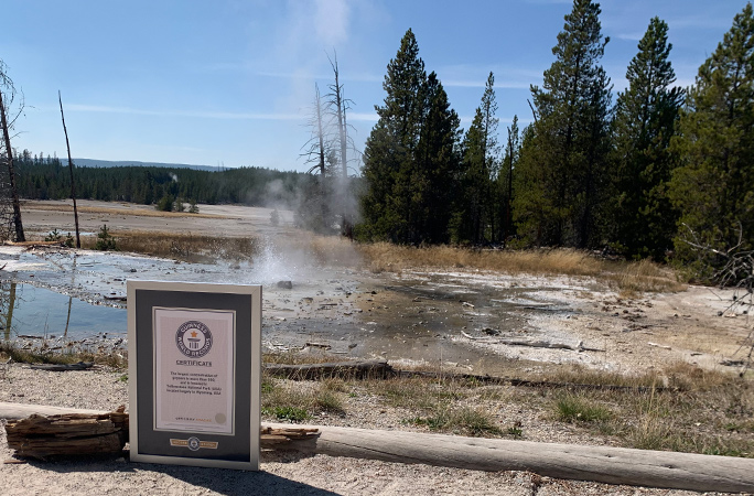 Yellowstone park with certificate