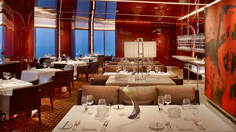 the highest restaurant from ground level in the world, inside the Burj Khalifa