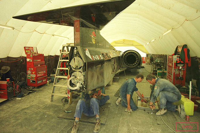 Mechanics working on Thrust SSC in the desert
