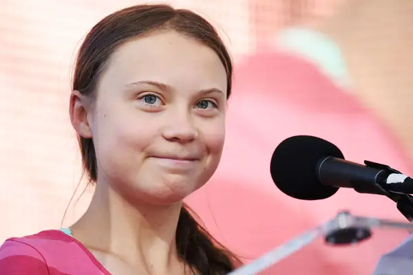 Greta Thunberg making speech