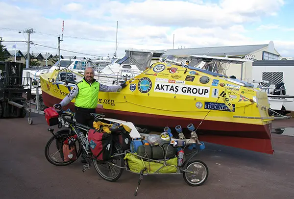 Erden with his boat