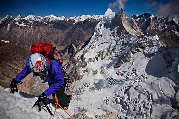 Man climbing the meru peak