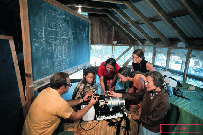 Sylvia Earle with a group of people