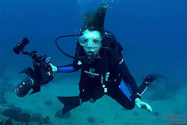 Sylvia while scuba diving