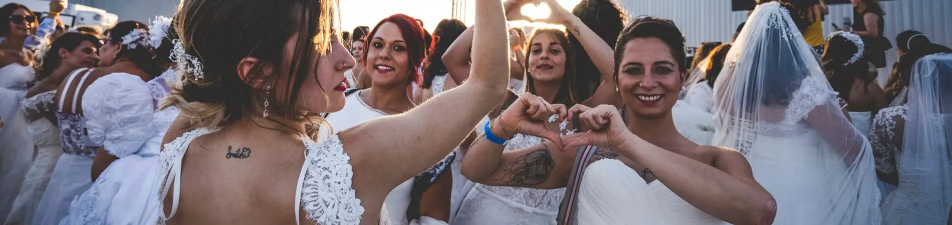 Mass participation of women dressed as brides