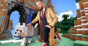 Kurt J Mac next to Minecraft dog