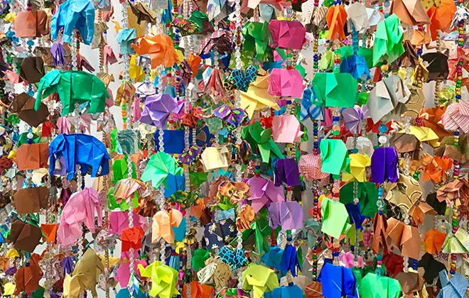 Largest display of origami elephants