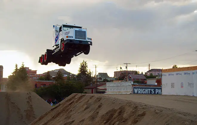 Longest ramp jump by a truck cab